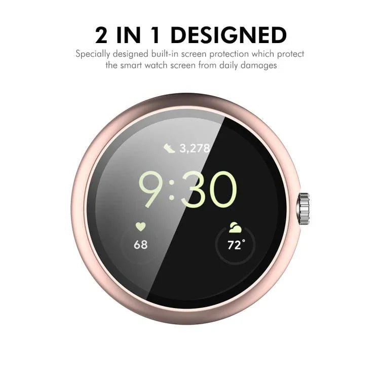 ENKAY Hat-Prince フルカバーテンパードガラスフィルム 一体型PCウォッチカバー、Google Pixel Watch 4 45mm用、Google Pixel Watch 4 41mm用