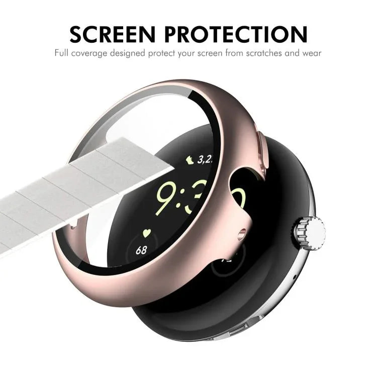 ENKAY Hat-Prince フルカバーテンパードガラスフィルム 一体型PCウォッチカバー、Google Pixel Watch 4 45mm用、Google Pixel Watch 4 41mm用