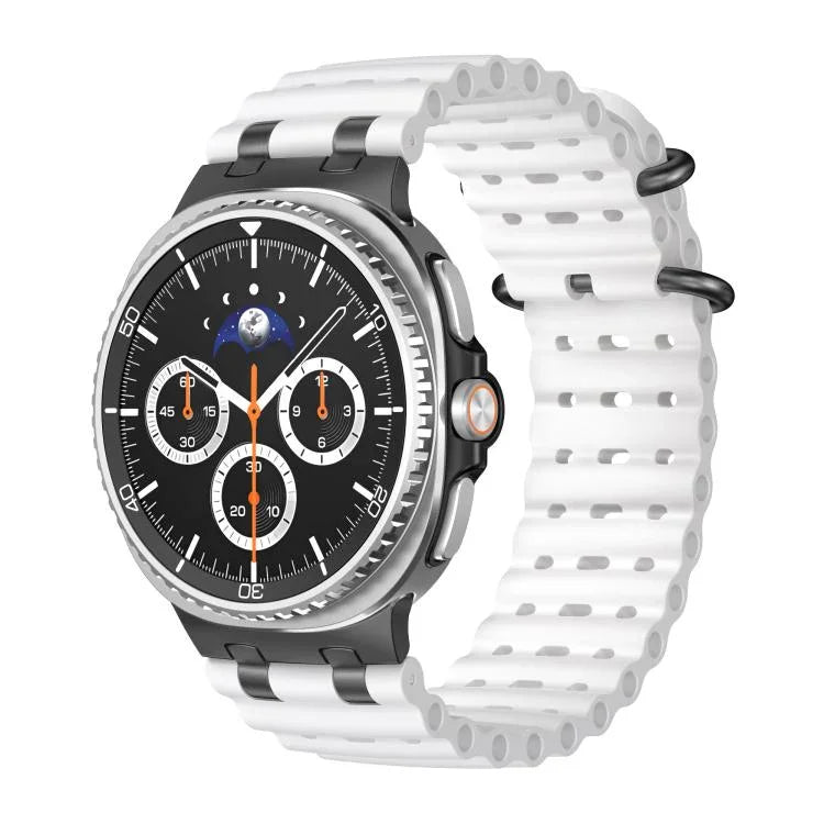 オーシャン通気穴ブラックリングバックルシリコンウォッチバンド、Samsung Galaxy Watch8 / Watch8 Classic用