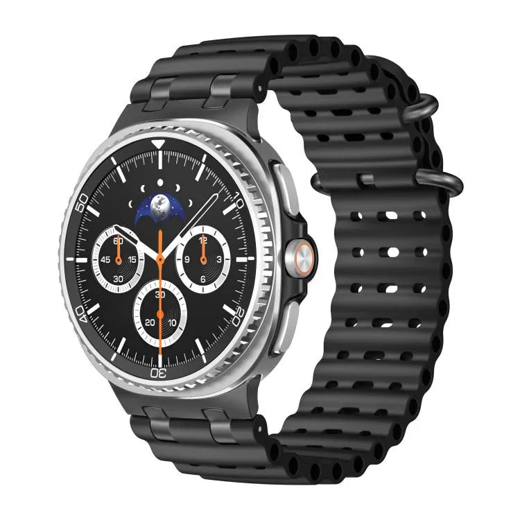オーシャン通気穴ブラックリングバックルシリコンウォッチバンド、Samsung Galaxy Watch8 / Watch8 Classic用