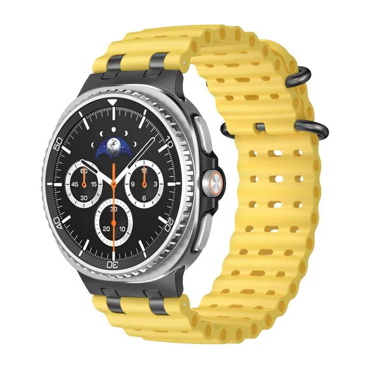 オーシャン通気穴ブラックリングバックルシリコンウォッチバンド、Samsung Galaxy Watch8 / Watch8 Classic用