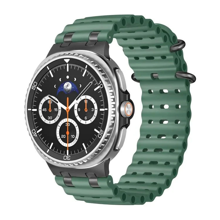 オーシャン通気穴ブラックリングバックルシリコンウォッチバンド、Samsung Galaxy Watch8 / Watch8 Classic用