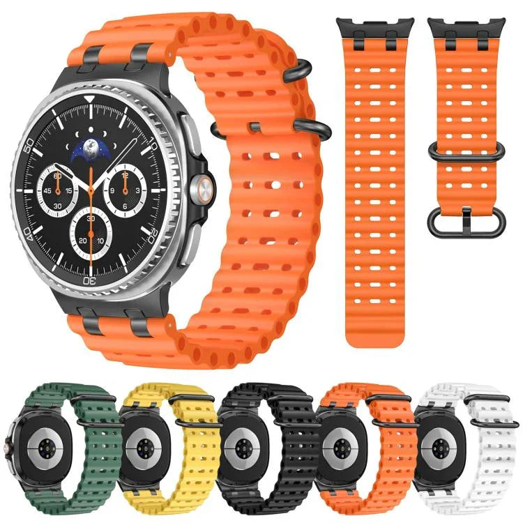 オーシャン通気穴ブラックリングバックルシリコンウォッチバンド、Samsung Galaxy Watch8 / Watch8 Classic用