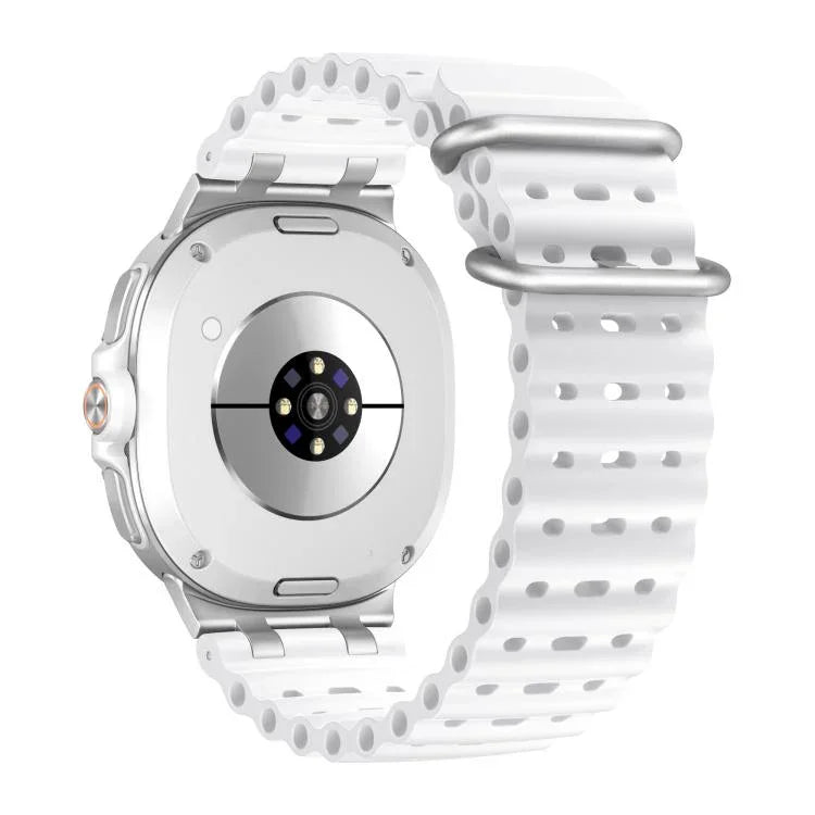 オーシャン通気穴シルバーリングバックルシリコンウォッチバンド、Samsung Galaxy Watch8 / Watch8 Classic用