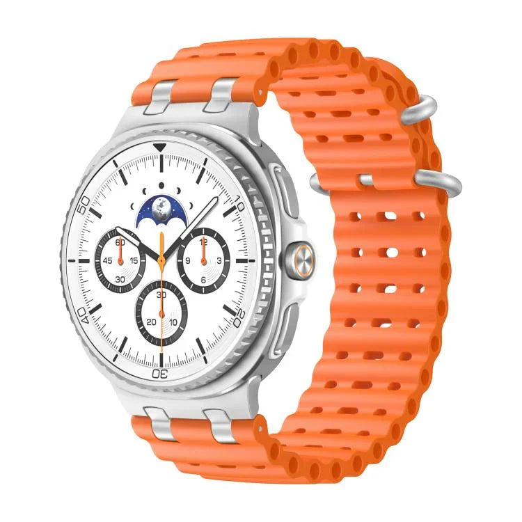 オーシャン通気穴シルバーリングバックルシリコンウォッチバンド、Samsung Galaxy Watch8 / Watch8 Classic用