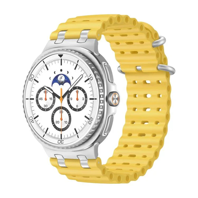 オーシャン通気穴シルバーリングバックルシリコンウォッチバンド、Samsung Galaxy Watch8 / Watch8 Classic用
