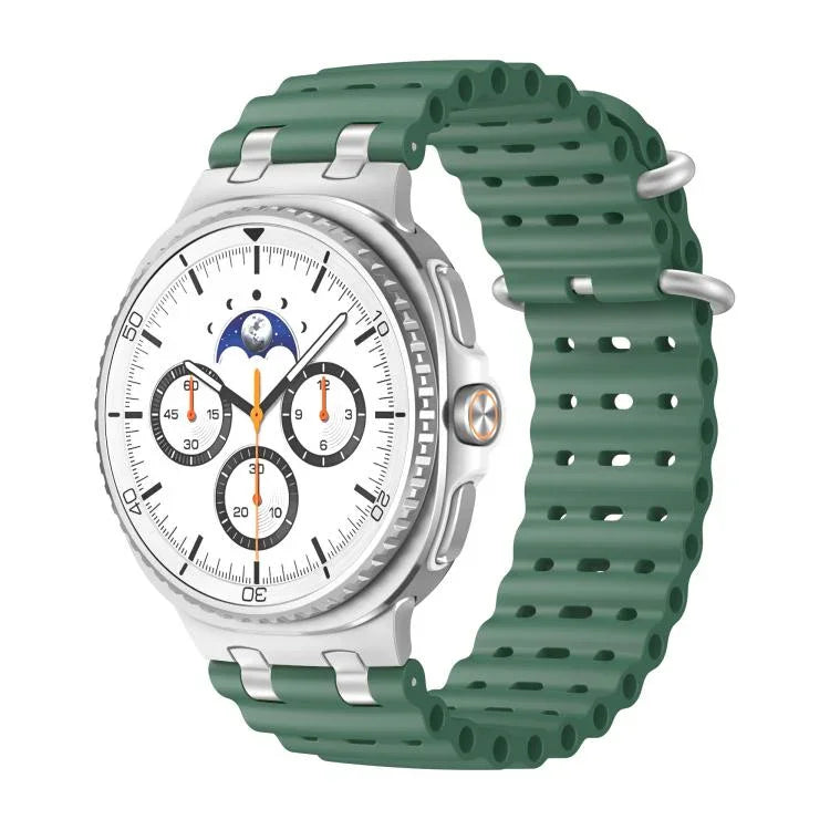 オーシャン通気穴シルバーリングバックルシリコンウォッチバンド、Samsung Galaxy Watch8 / Watch8 Classic用