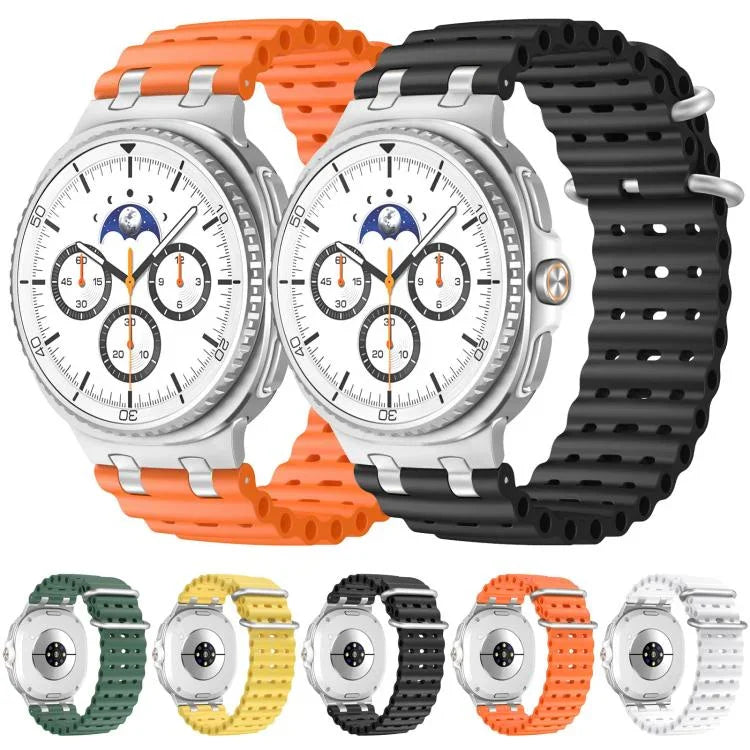 オーシャン通気穴シルバーリングバックルシリコンウォッチバンド、Samsung Galaxy Watch8 / Watch8 Classic用
