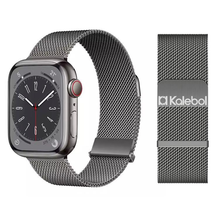 Kalebol ダブルリンクミラネーゼダブル磁気ステンレススチールウォッチバンド、Apple Watch 46mm / 49mm / 45mm / 44mm用、Apple Watch 42mm / 41mm / 40mm / 38mm用