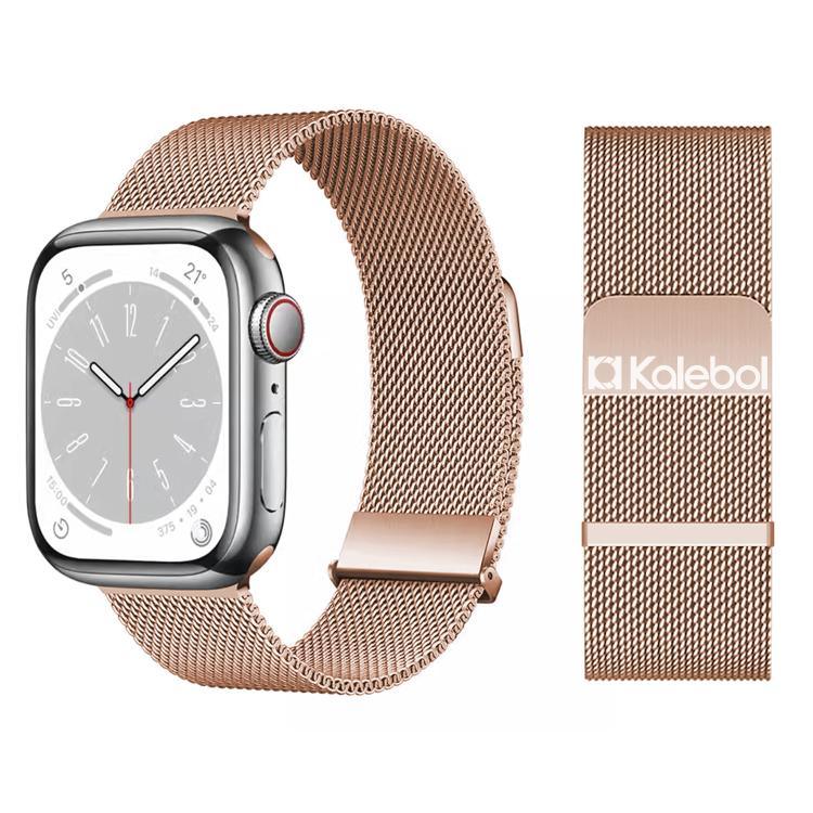 Kalebol ダブルリンクミラネーゼダブル磁気ステンレススチールウォッチバンド、Apple Watch 46mm / 49mm / 45mm / 44mm用、Apple Watch 42mm / 41mm / 40mm / 38mm用