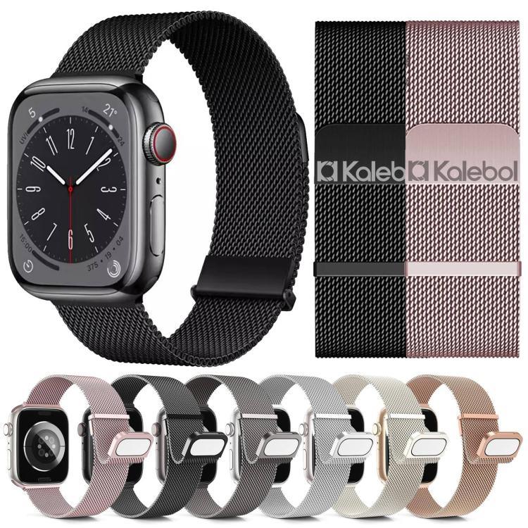Kalebol ダブルリンクミラネーゼダブル磁気ステンレススチールウォッチバンド、Apple Watch 46mm / 49mm / 45mm / 44mm用、Apple Watch 42mm / 41mm / 40mm / 38mm用