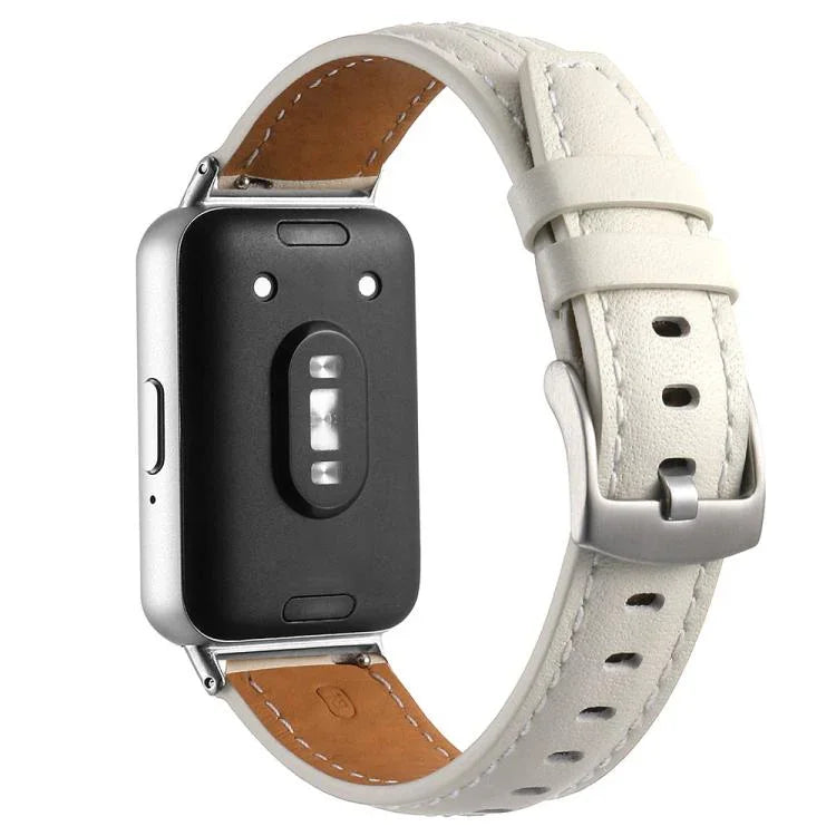 シルバーピンバックル凹型革ウォッチバンド、Samsung Galaxy Fit 3用