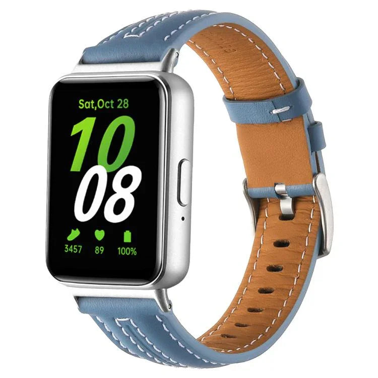 シルバーピンバックル凹型革ウォッチバンド、Samsung Galaxy Fit 3用