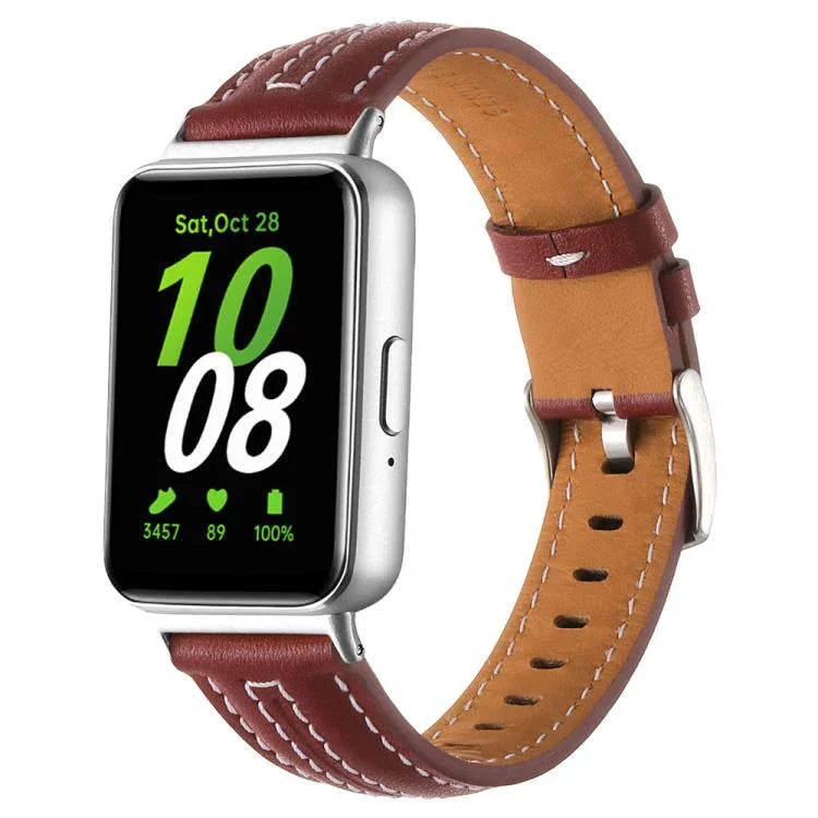 シルバーピンバックル凹型革ウォッチバンド、Samsung Galaxy Fit 3用