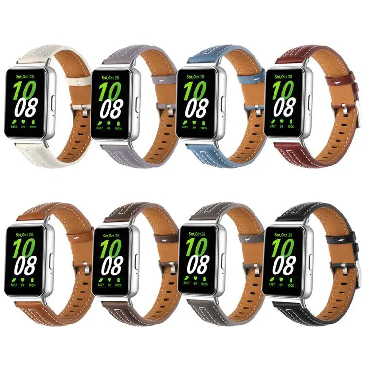 シルバーピンバックル凹型革ウォッチバンド、Samsung Galaxy Fit 3用