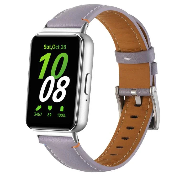 ステッチ入り尖った尾革ウォッチバンド、Samsung Galaxy Fit 3用