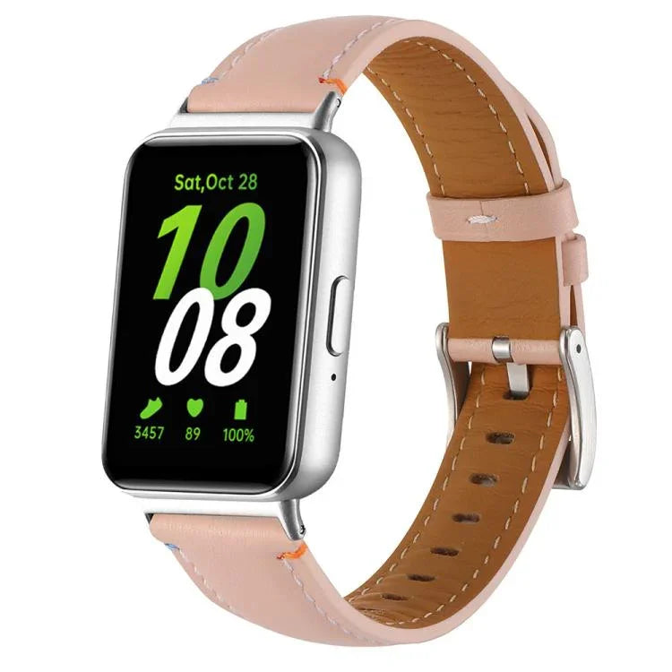 ステッチ入り尖った尾革ウォッチバンド、Samsung Galaxy Fit 3用
