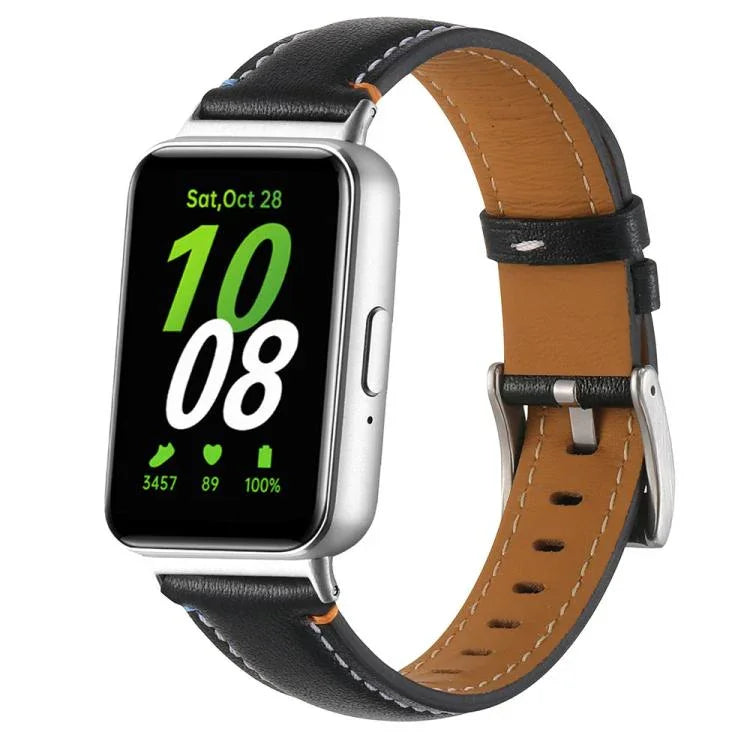 ステッチ入り尖った尾革ウォッチバンド、Samsung Galaxy Fit 3用