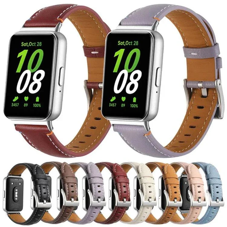 ステッチ入り尖った尾革ウォッチバンド、Samsung Galaxy Fit 3用