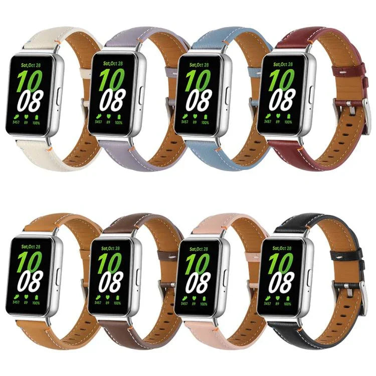 ステッチ入り尖った尾革ウォッチバンド、Samsung Galaxy Fit 3用