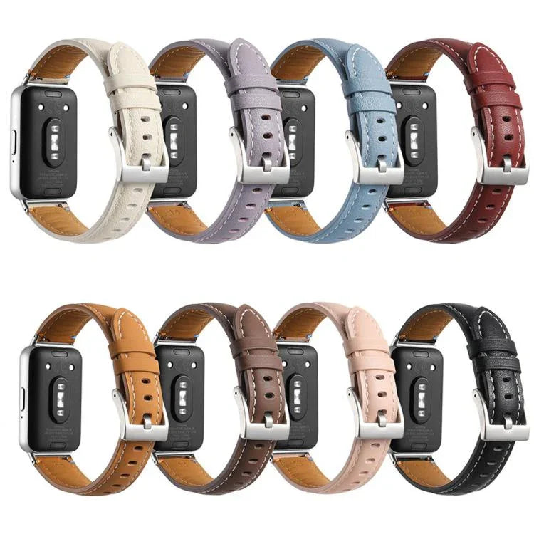 ステッチ入り尖った尾革ウォッチバンド、Samsung Galaxy Fit 3用