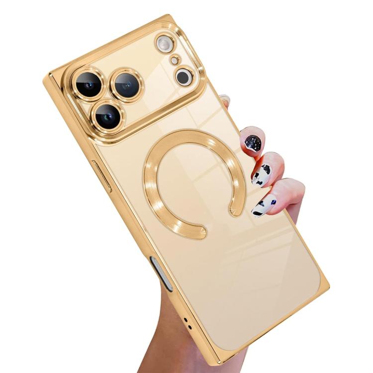 直角スクエア電気めっきCDパターンTPU MagSafeスマホケース、iPhone 17 Pro Max用、iPhone 17 Pro用、iPhone 17用、iPhone Air用、iPhone 16 Pro Max用、iPhone 16 Pro用