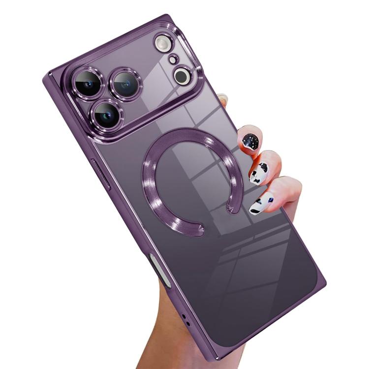 直角スクエア電気めっきCDパターンTPU MagSafeスマホケース、iPhone 17 Pro Max用、iPhone 17 Pro用、iPhone 17用、iPhone Air用、iPhone 16 Pro Max用、iPhone 16 Pro用