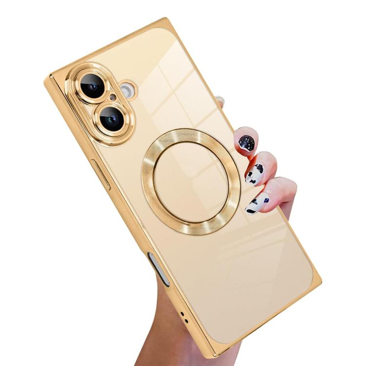 直角スクエア電気めっきCDパターンTPU MagSafeスマホケース、iPhone 17 Pro Max用、iPhone 17 Pro用、iPhone 17用、iPhone Air用、iPhone 16 Pro Max用、iPhone 16 Pro用