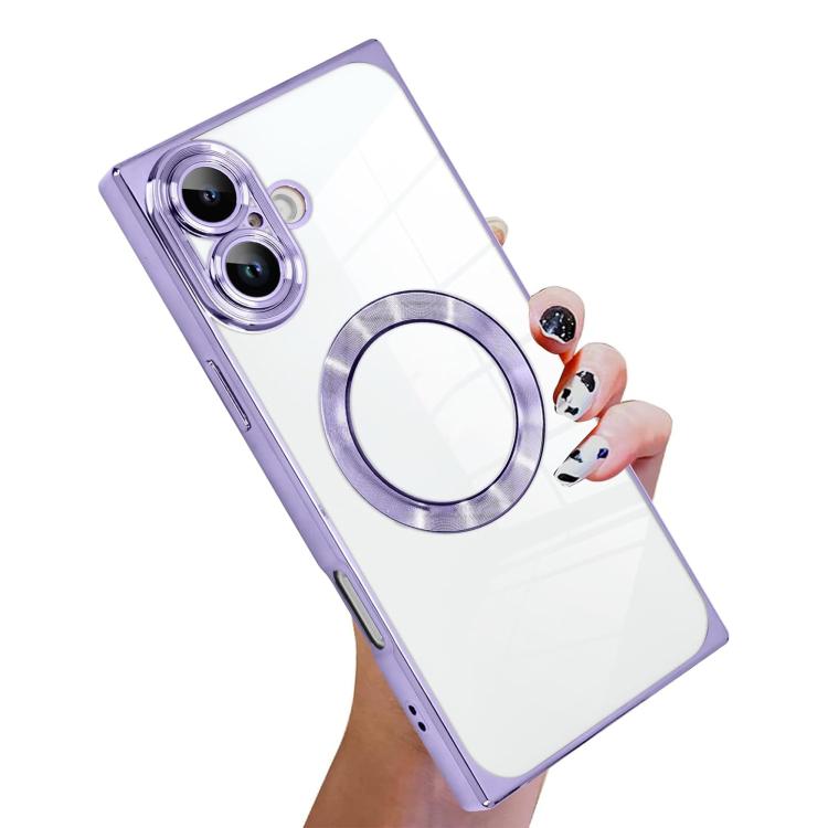 直角スクエア電気めっきCDパターンTPU MagSafeスマホケース、iPhone 16 Plus用、iPhone 16用、iPhone 15 Pro Max用、iPhone 15 Pro用、iPhone 15 Plus用、iPhone 15用