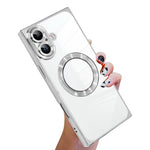 直角スクエア電気めっきCDパターンTPU MagSafeスマホケース、iPhone 16 Plus用、iPhone 16用、iPhone 15 Pro Max用、iPhone 15 Pro用、iPhone 15 Plus用、iPhone 15用