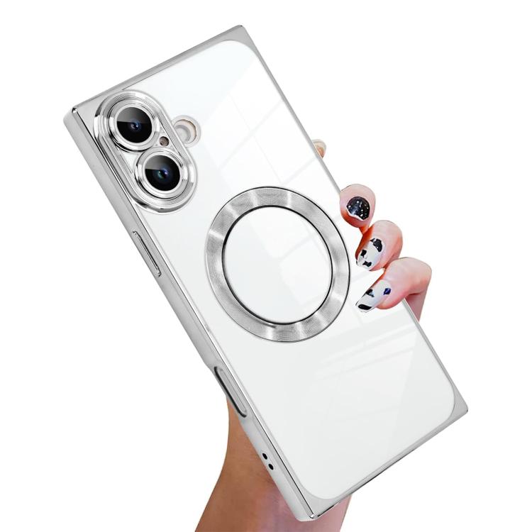 直角スクエア電気めっきCDパターンTPU MagSafeスマホケース、iPhone 16 Plus用、iPhone 16用、iPhone 15 Pro Max用、iPhone 15 Pro用、iPhone 15 Plus用、iPhone 15用