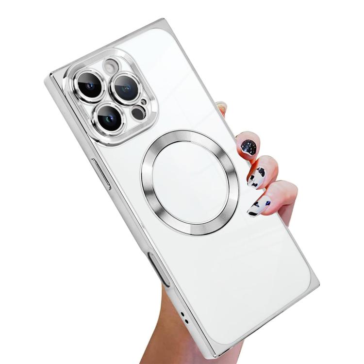 直角スクエア電気めっきCDパターンTPU MagSafeスマホケース、iPhone 16 Plus用、iPhone 16用、iPhone 15 Pro Max用、iPhone 15 Pro用、iPhone 15 Plus用、iPhone 15用
