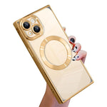 Right Angle Square Electroplated CD Pattern TPU MagSafe Phone Case, For iPhone 14 Plus, For iPhone 14, For iPhone 14 Pro, For iPhone 14 Pro Max, For iPhone 13 Pro Max, For iPhone 13 Pro