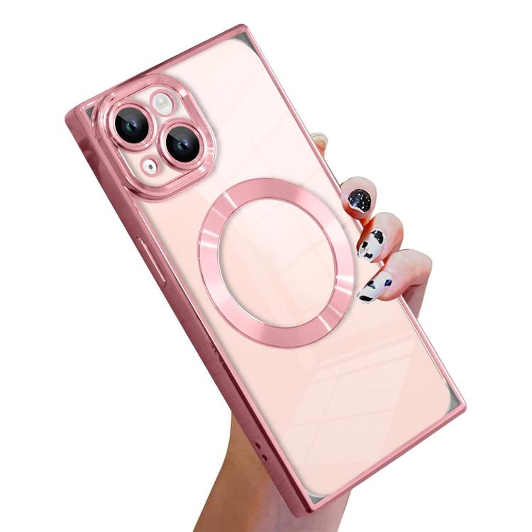 直角スクエア電気めっきCDパターンTPU MagSafeスマホケース、iPhone 16 Plus用、iPhone 16用、iPhone 15 Pro Max用、iPhone 15 Pro用、iPhone 15 Plus用、iPhone 15用