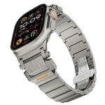 ハンマーパターン バタフライバックル ステンレススチールヘッド ワンビーズ チタン合金ウォッチバンド、Apple Watch 46mm / 49mm / 45mm / 44mm用