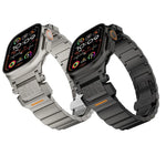 ハンマーパターン バタフライバックル ステンレススチールヘッド ワンビーズ チタン合金ウォッチバンド、Apple Watch 46mm / 49mm / 45mm / 44mm用