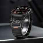 ハンマーパターン バタフライバックル ステンレススチールヘッド ワンビーズ チタン合金ウォッチバンド、Apple Watch 46mm / 49mm / 45mm / 44mm用