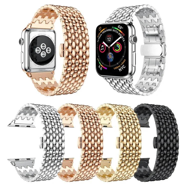 ドラゴングレイン無垢ステンレススチールリストストラップウォッチバンド Apple Watch Series 3 & 2 & 1 38mm用