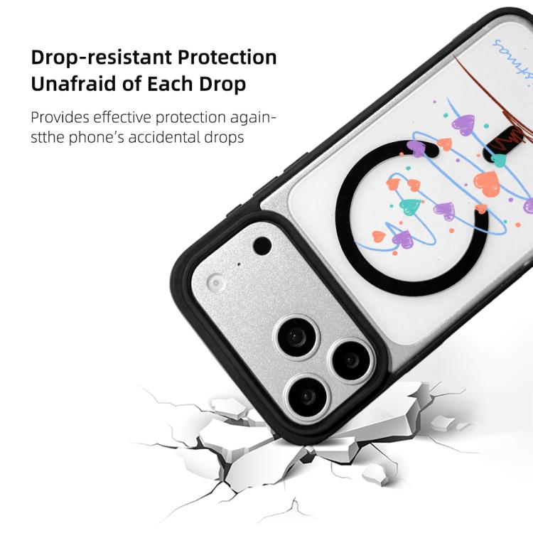 クリスマスシリーズ 強力磁気塗装ブラックエッジスマホケース、iPhone 17 Pro Max 用、iPhone 17 Pro 用、iPhone 17 用