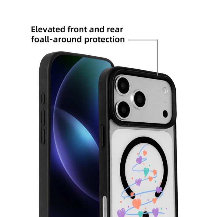クリスマスシリーズ 強力磁気塗装ブラックエッジスマホケース、iPhone 17 Pro Max 用、iPhone 17 Pro 用、iPhone 17 用
