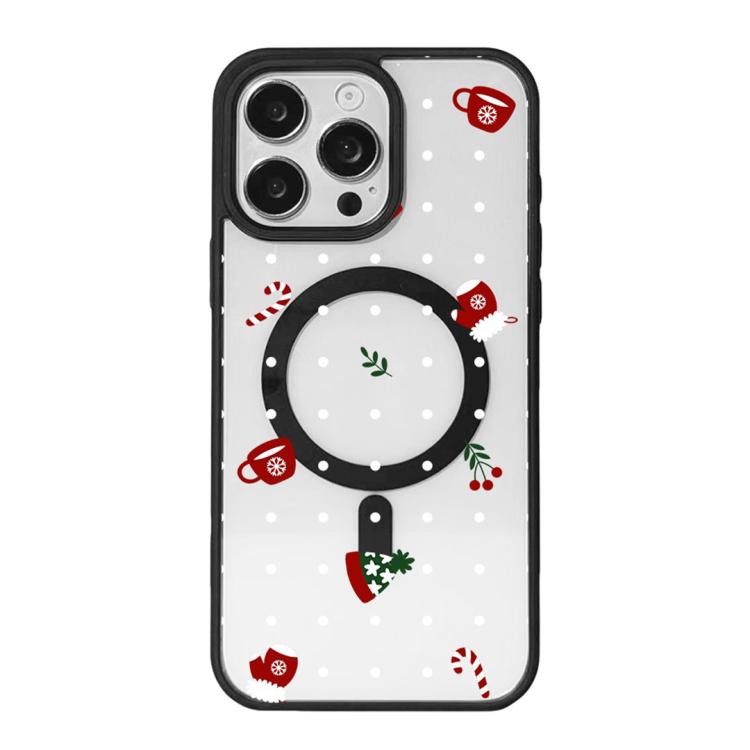 クリスマスシリーズ 強力磁気塗装ブラックエッジスマホケース、iPhone 16 Pro Max 用、iPhone 16 Pro 用、iPhone 16 用