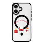 クリスマスシリーズ 強力磁気塗装ブラックエッジスマホケース、iPhone 16 Pro Max 用、iPhone 16 Pro 用、iPhone 16 用