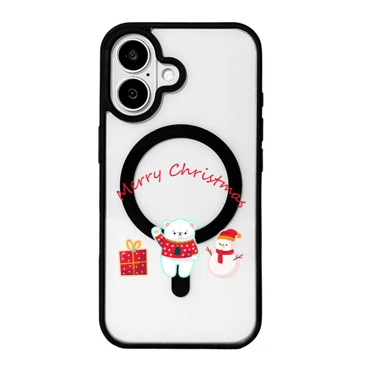 クリスマスシリーズ 強力磁気塗装ブラックエッジスマホケース、iPhone 16 Pro Max 用、iPhone 16 Pro 用、iPhone 16 用