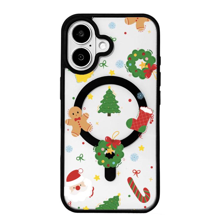 クリスマスシリーズ 強力磁気塗装ブラックエッジスマホケース、iPhone 16 Pro Max 用、iPhone 16 Pro 用、iPhone 16 用