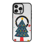 クリスマスシリーズ 強力磁気塗装ブラックエッジスマホケース、iPhone 15 Pro Max 用、iPhone 15 Pro 用