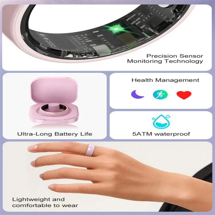 R12 SIZE 10 スマートリング、心拍数 / 血中酸素 / 睡眠モニタリング / 女性の健康サポート