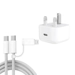 A3365 PD40W USB-C / Type-C充電器 Type-C to Type-C / 8ピンデータケーブル付き、UKプラグ、UKプラグ + 1m 2-in-1ケーブル