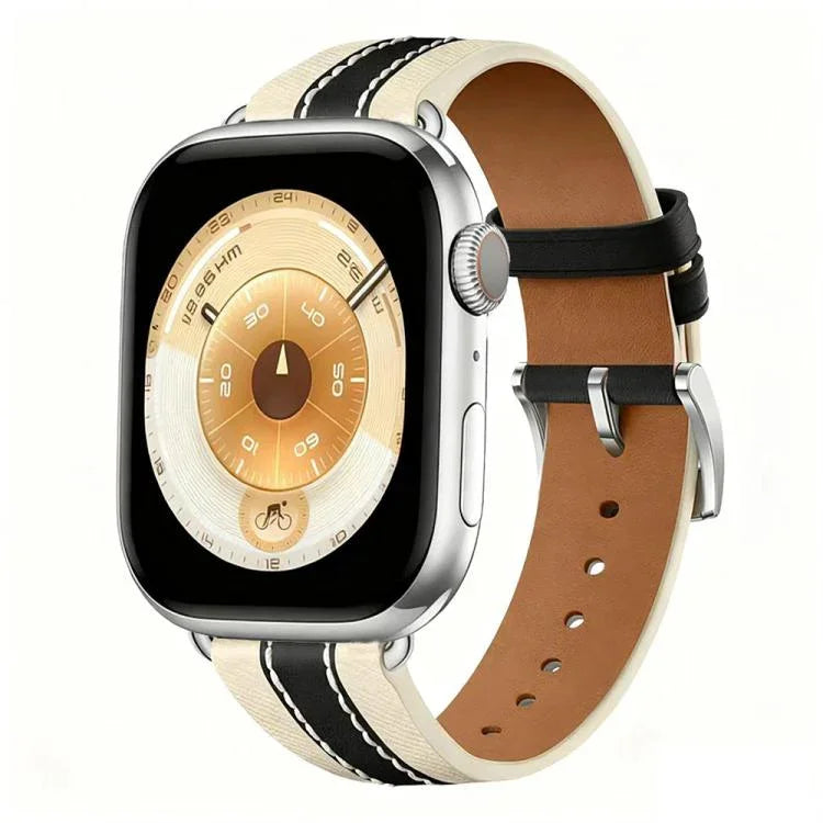 本革 カラーブロック サドルウォッチバンド、Apple Watch 46mm / 49mm / 45mm / 44mm用、Apple Watch 42mm / 41mm / 40mm / 38mm用