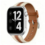 本革 カラーブロック サドルウォッチバンド、Apple Watch 46mm / 49mm / 45mm / 44mm用、Apple Watch 42mm / 41mm / 40mm / 38mm用