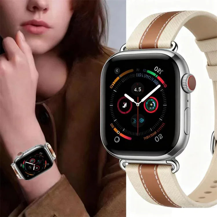 本革 カラーブロック サドルウォッチバンド、Apple Watch 46mm / 49mm / 45mm / 44mm用、Apple Watch 42mm / 41mm / 40mm / 38mm用